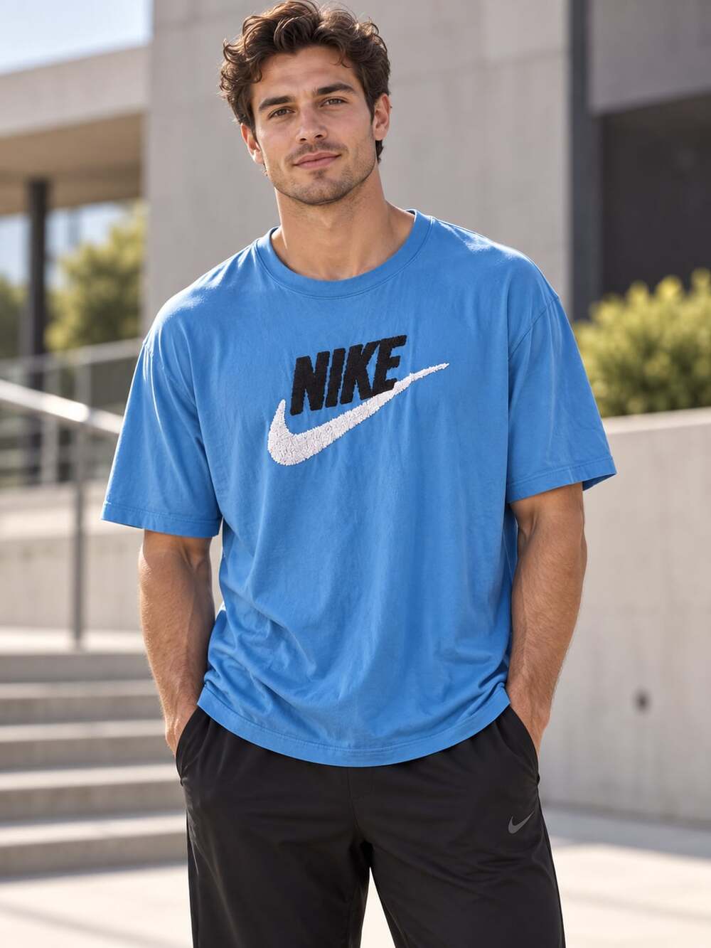 Nike Brand Mark T-Shirt Size XXL Blue Cotton Graphic Tee